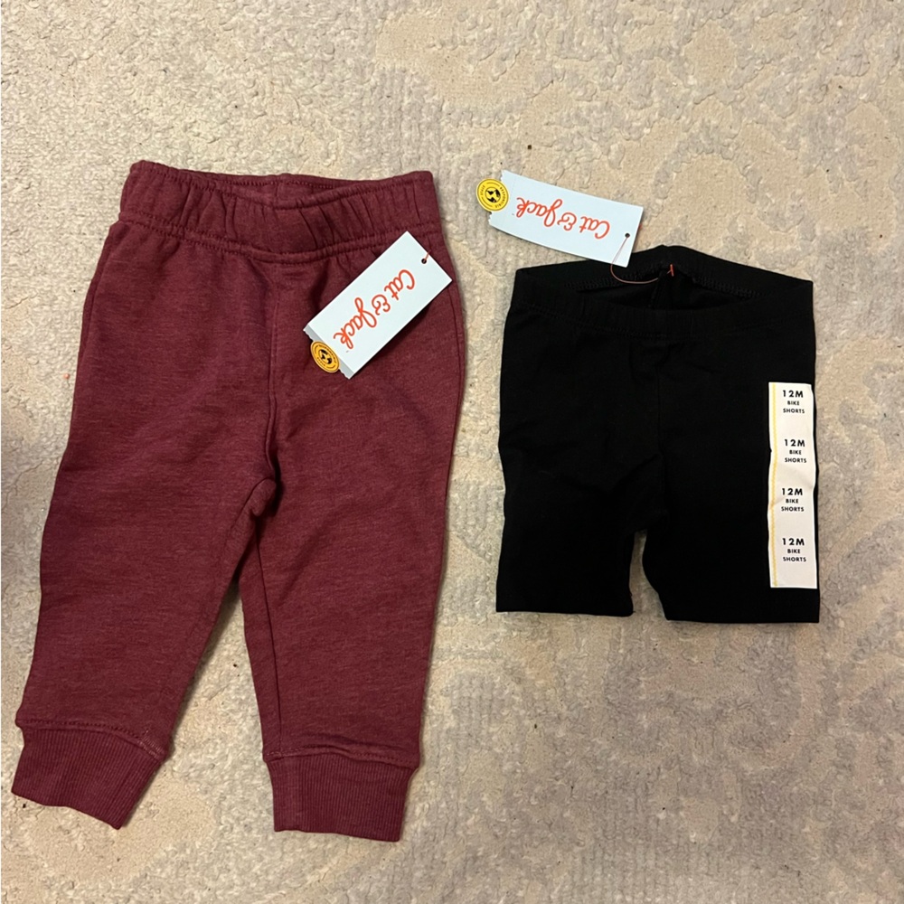 Cat & Jack Kids Shorts and Pants - Black and Burgundy Lot of 2 New